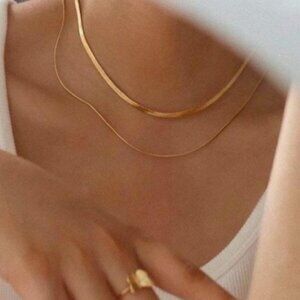 NEW GOLD DOUBLE LAYER CHAIN NECKLACE, NICE NECKLACE, CUTE NECKLACE